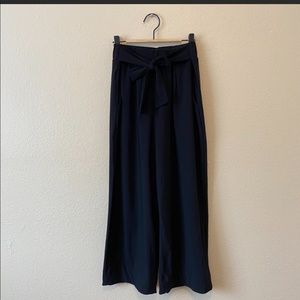 ADAY Crop it Up Culotte Pants Black Wide Leg Flowy Athletic